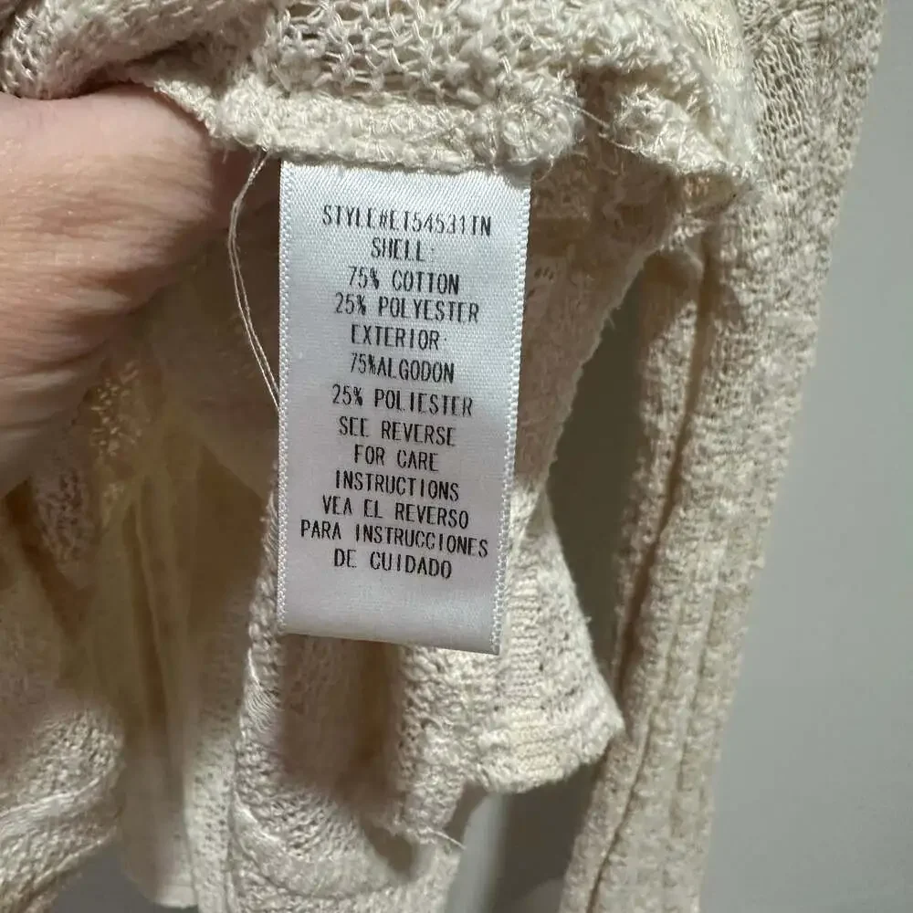 En Creme Embroidered Crocheted Off-White/Cream Top, Sz S